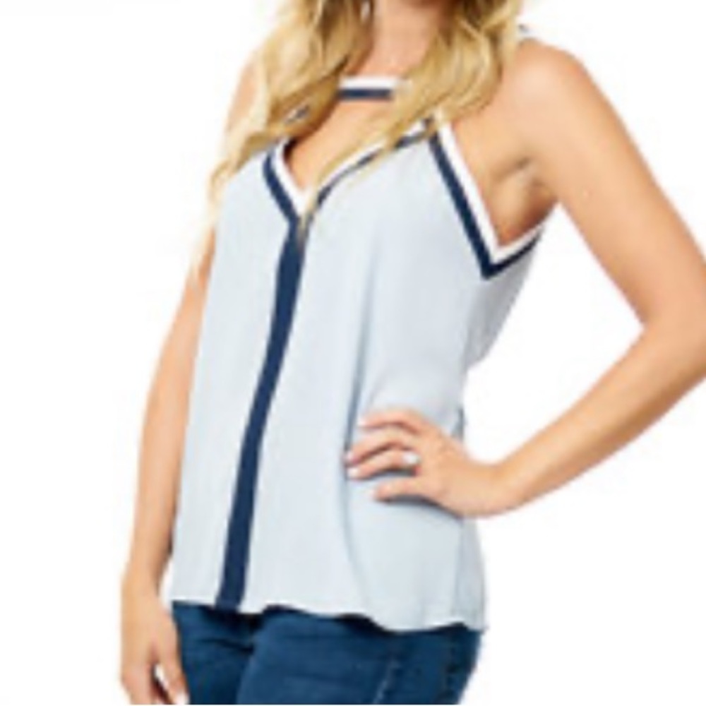 BcbgMaxAzria Strappy Sleeve Top Light Blue